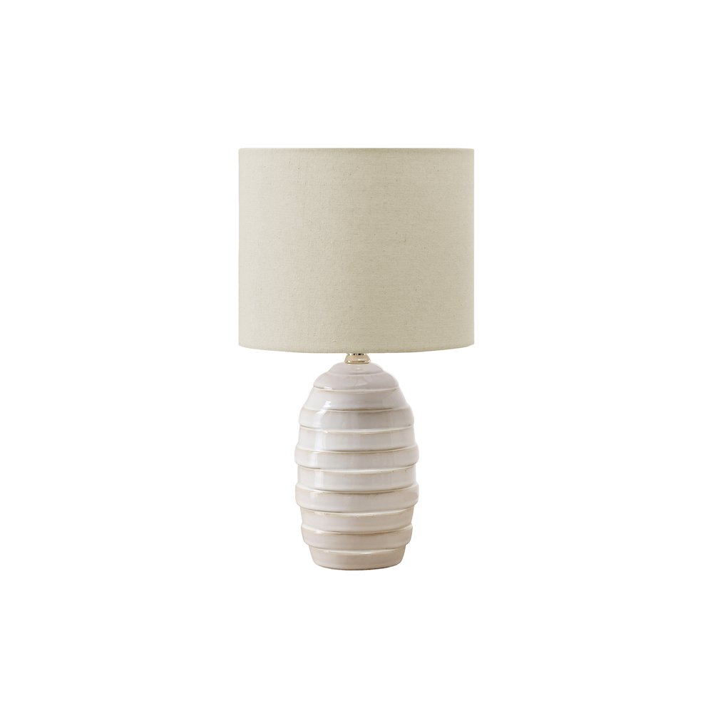 Lighting, 17''H, Table Lamp, Ivory Ceramic, Beige Shade, Contemporary, Modern - Monarch