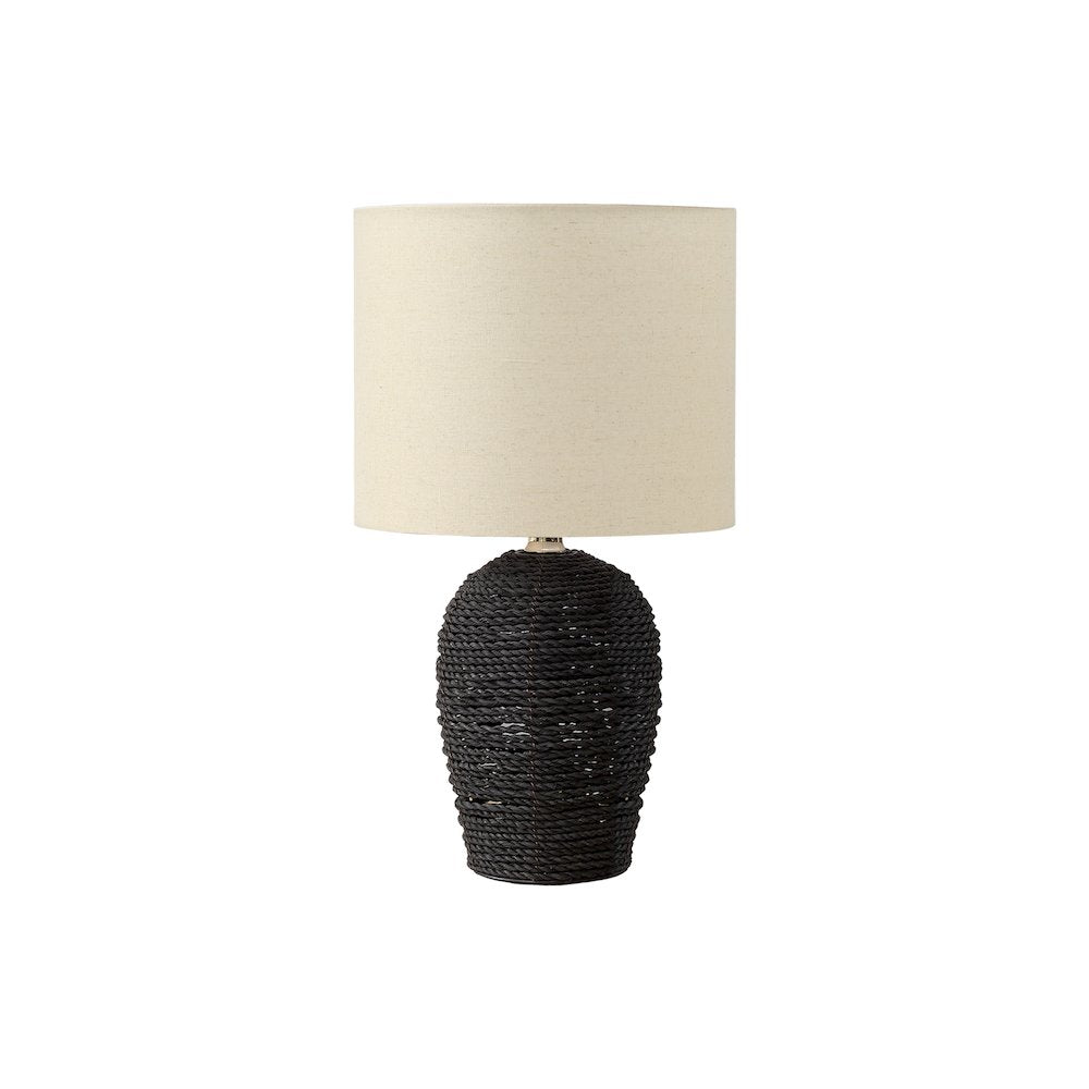 Lighting, 17''H, Table Lamp, Black Rattan, Beige Shade, Transitional - Monarch