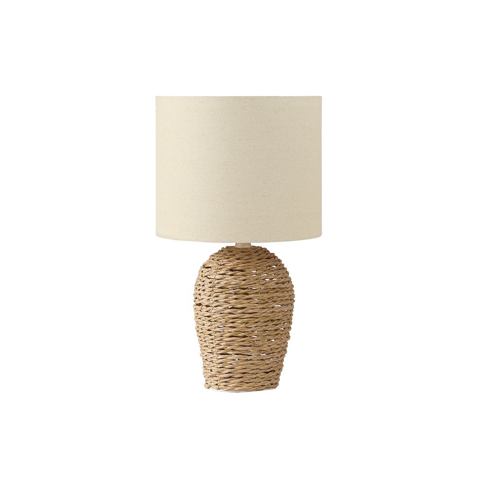 Lighting, 17''H, Table Lamp, Natural Rattan, Beige Shade, Transitional - Monarch