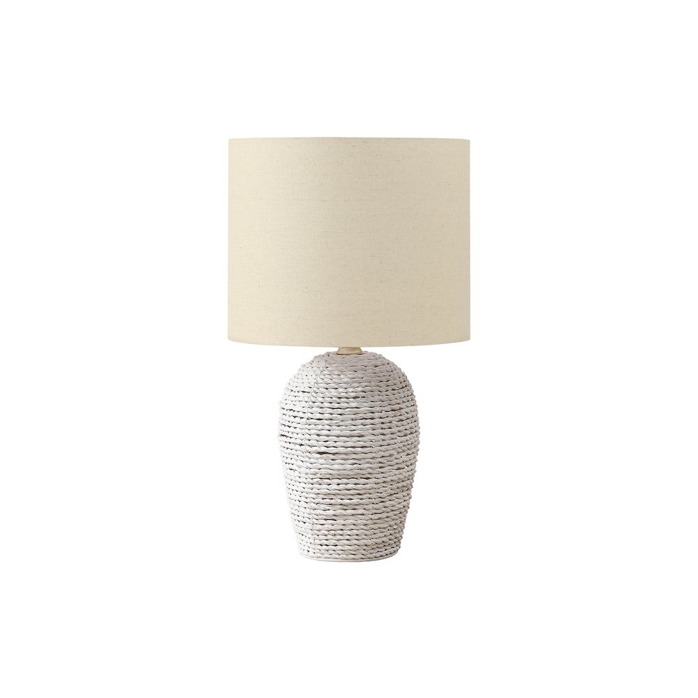 Lighting, 17''H, Table Lamp, White Rattan, Beige Shade, Transitional - Monarch