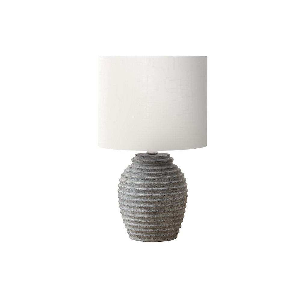 Lighting, 17''H, Table Lamp, Grey Resin, Ivory / Cream Shade, Contemporary - Monarch