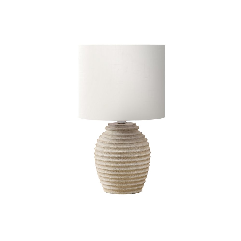 Lighting, 17''H, Table Lamp, Beige Resin, Ivory / Cream Shade, Contemporary - Monarch