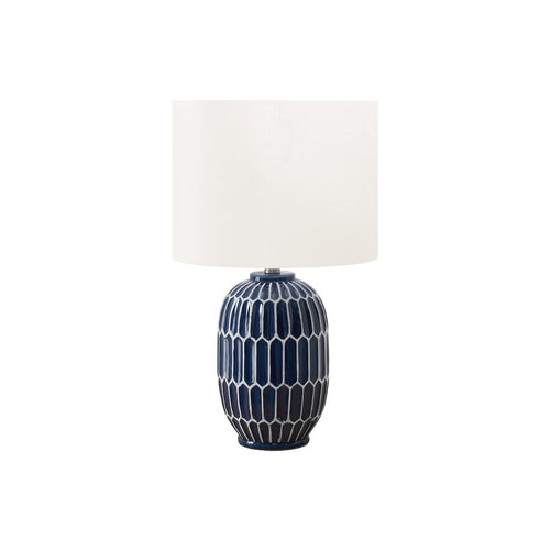 22''H, Table Lamp, Blue Ceramic, Ivory / Cream Shade, Contemporary, Modern - Monarch