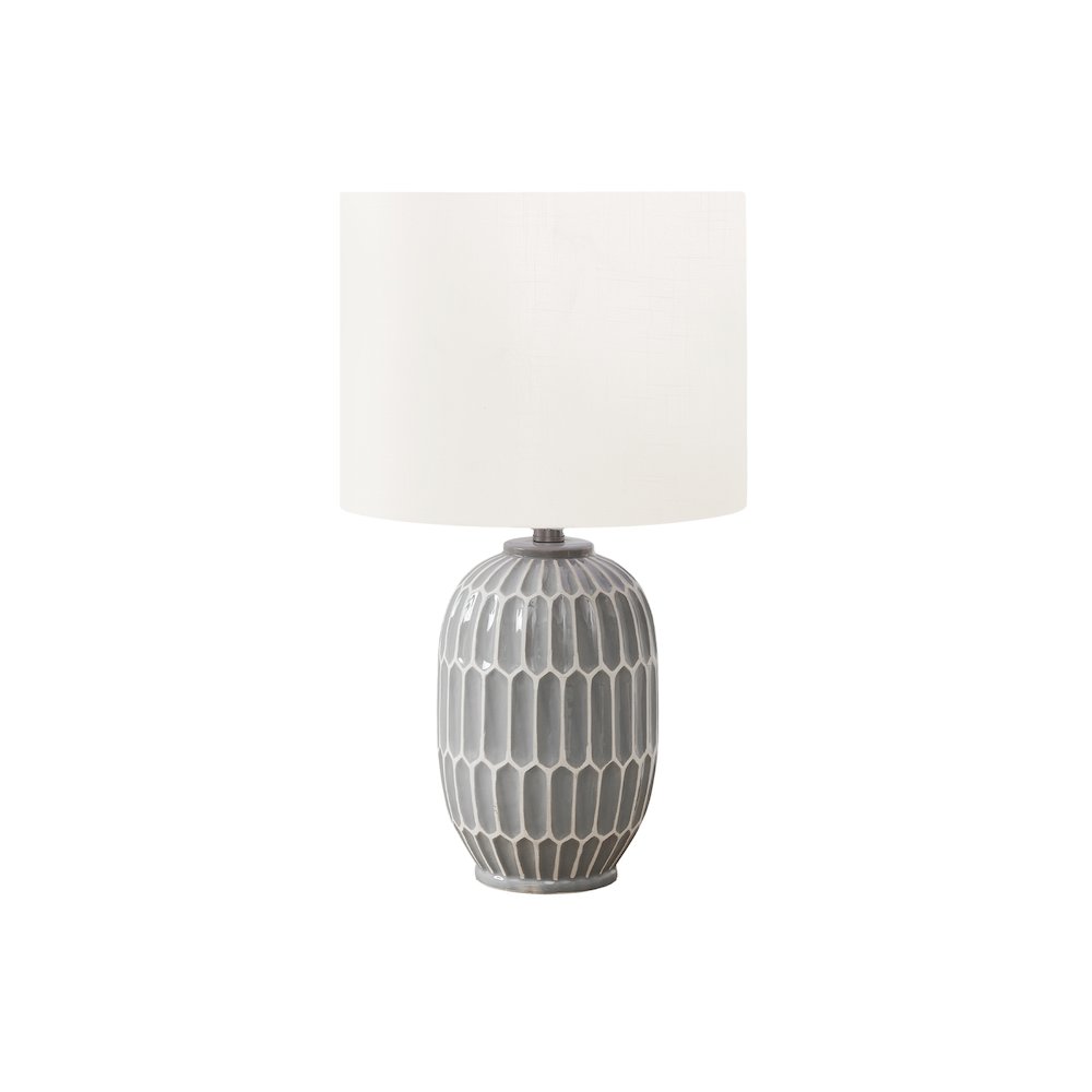 22''H, Table Lamp, Grey Ceramic, Ivory / Cream Shade, Contemporary, Modern - Monarch