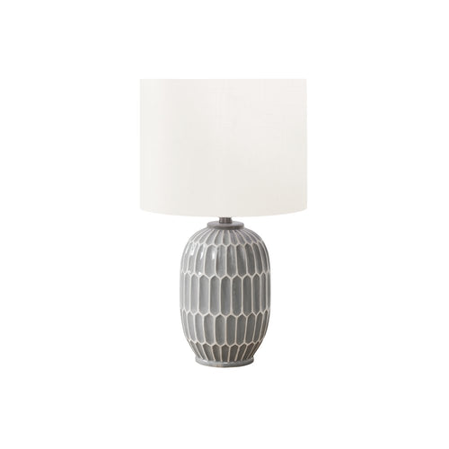 22''H, Table Lamp, Grey Ceramic, Ivory / Cream Shade, Contemporary, Modern - Monarch