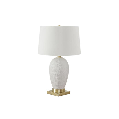 =''Lighting, 26''''H, Table Lamp, White Ceramic, Ivory / Cream Shade, Transitional - Monarch