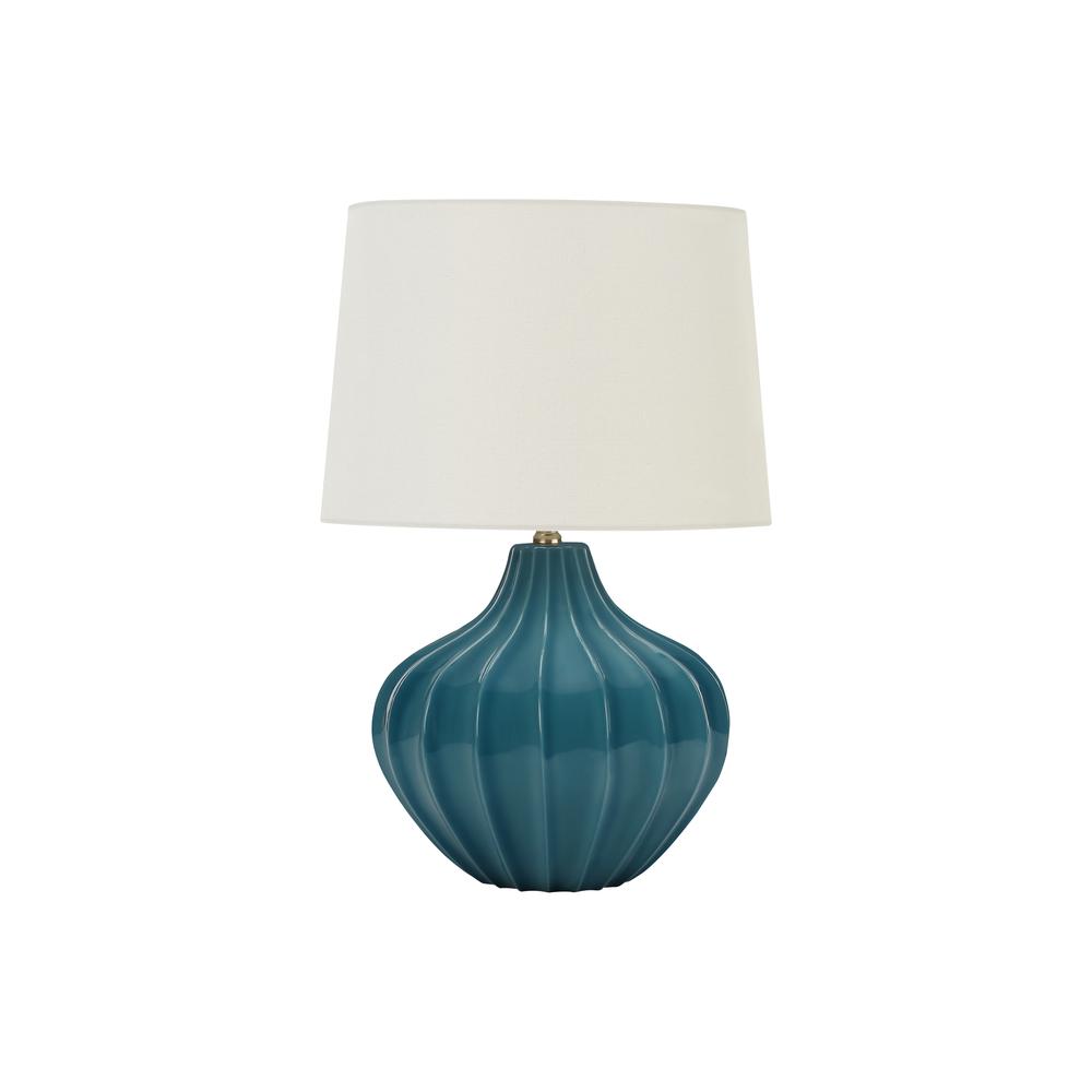 Lighting, 24''H, Table Lamp, Blue Ceramic, Ivory / Cream Shade, Transitional - Monarch