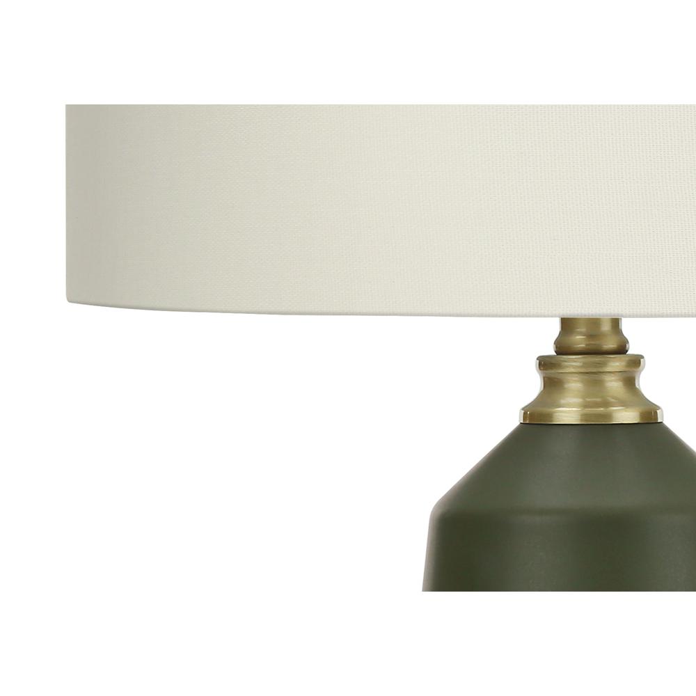 =''Lighting, 26''''H, Table Lamp, Green Ceramic, Ivory / Cream Shade, Contemporary - Monarch