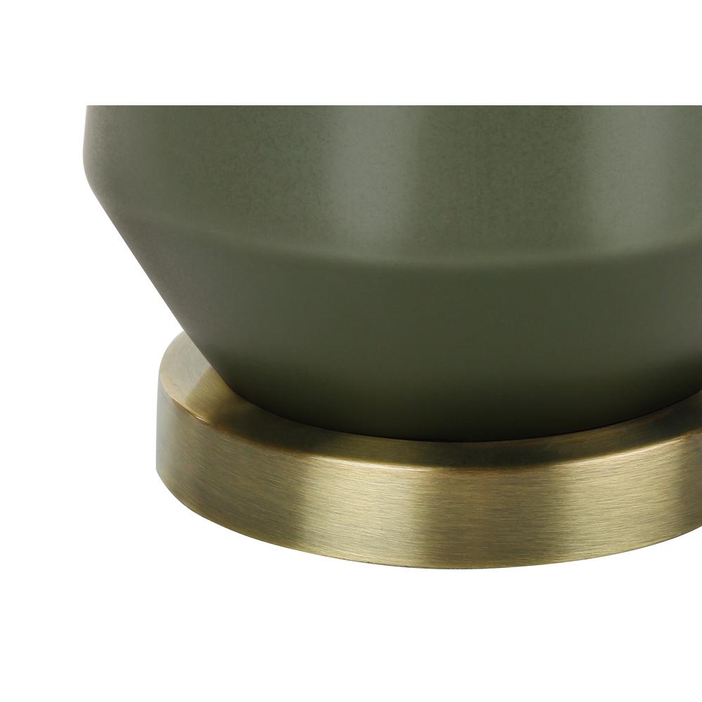 =''Lighting, 26''''H, Table Lamp, Green Ceramic, Ivory / Cream Shade, Contemporary - Monarch