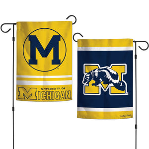 Michigan Wolverines Flag 12x18 Garden Style 2 Sided College Vault Design - Special Order - WinCraft