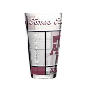 Texas A&M Aggies Pint Glass 16oz Quilted Stained Boxed - Logo Brands