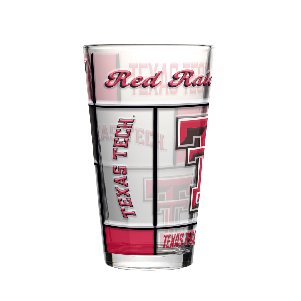 Texas Tech Red Raiders Pint Glass 16oz Quilted Stained Boxed - Logo Brands