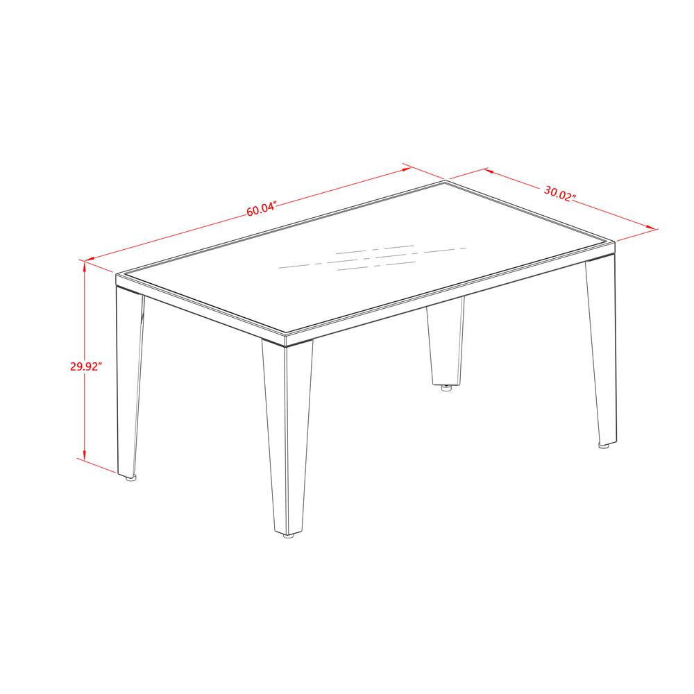 Outdoor Wicker Dining Table - Rectangle PE Wicker Table with Glass Top, 36x60 Inch, Natural Linen - East West Furniture