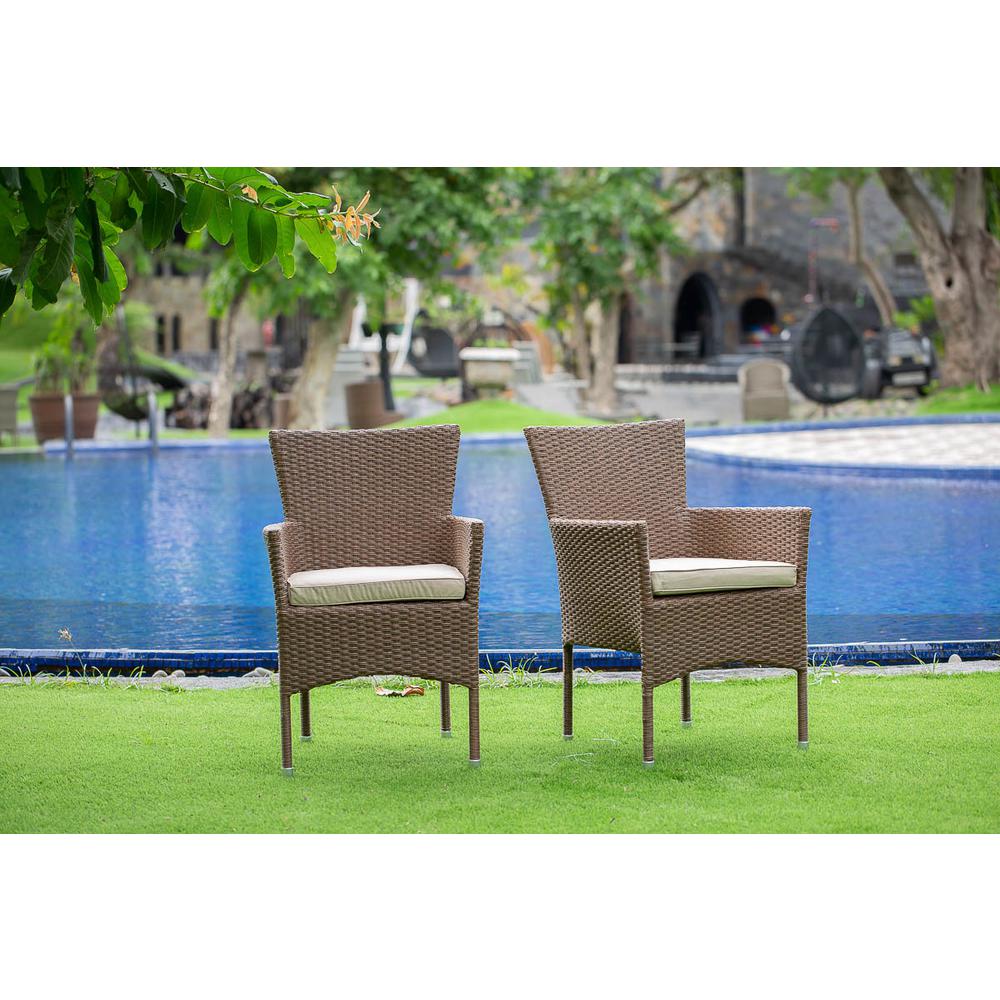 Wicker Patio Chair Brown, BKLC102A - East West Furniture