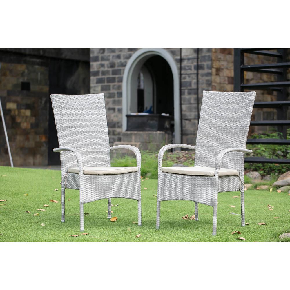 Wicker Patio Chair Natural Linen, OSLC103A - East West Furniture