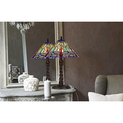 60W X 2 Metal/Resin Tiffany Table Lamp With Pull Chain Switches - Cal Lighting
