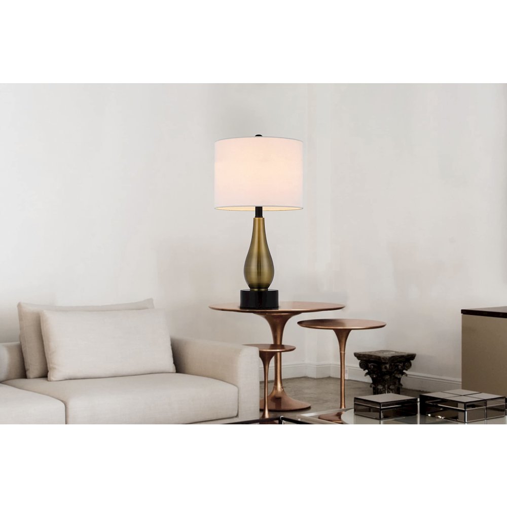 100W Ashland Metal Table Lamp With Hardback Drum Fabric Shade (Sold As Pairs) - Cal Lighting