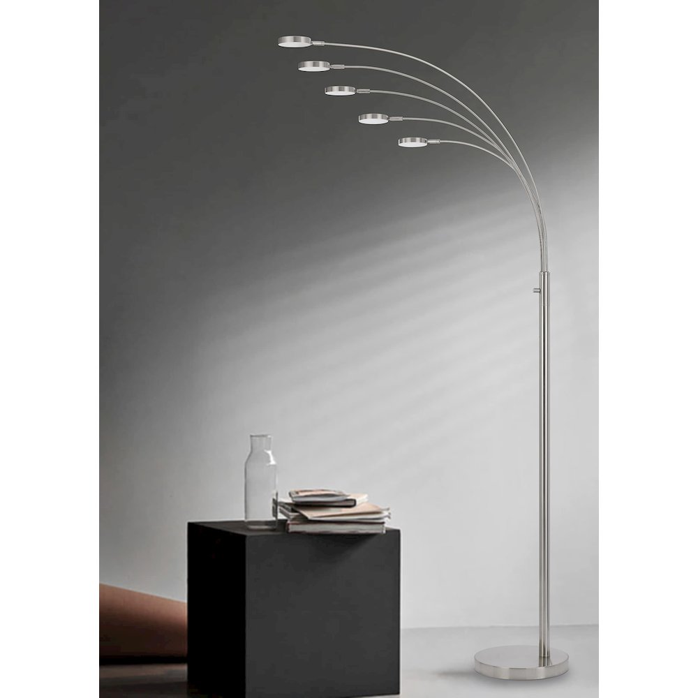 Malibu Intergrated Led 8W X 5 Metal Arc Floor Lamp - Cal Lighting