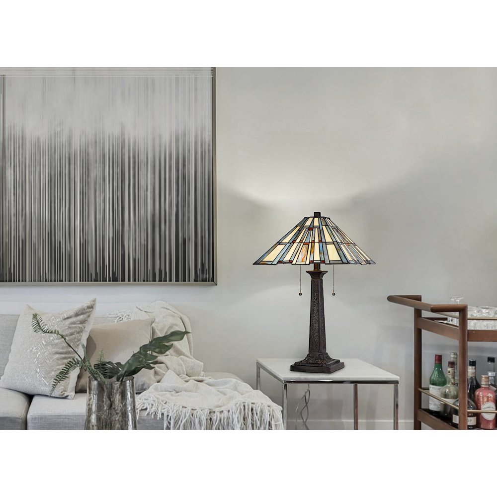 60W X 2 Metal/Resin Tiffany Table Lamp With Pull Chain Switches - Cal Lighting