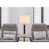 Goldston 100W Metal Table Lamp With Drum Hardback Fabric Shade - Cal Lighting