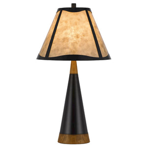 150W 3 Way Clemente Metal/Birch Wood Mica Table Lamp - Cal Lighting