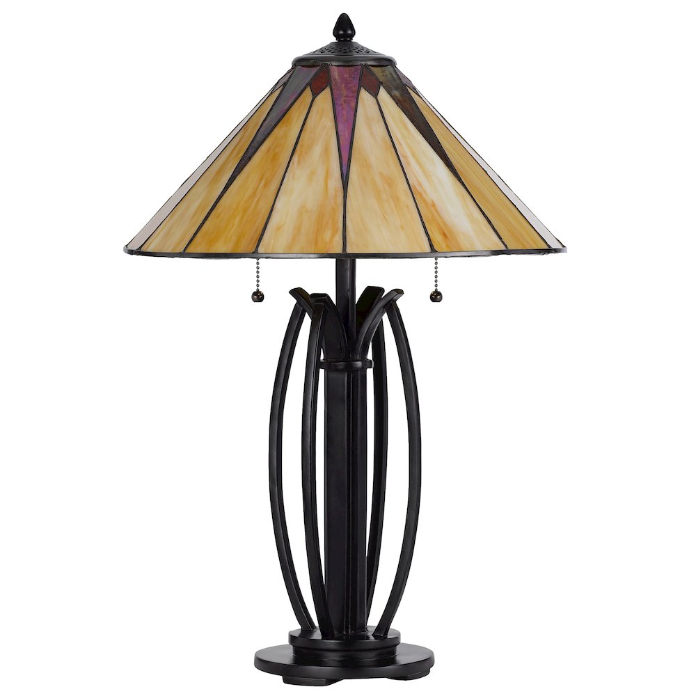 60W X 2 Metal/Resin Tiffany Table Lamp With Pull Chain Switches - Cal Lighting