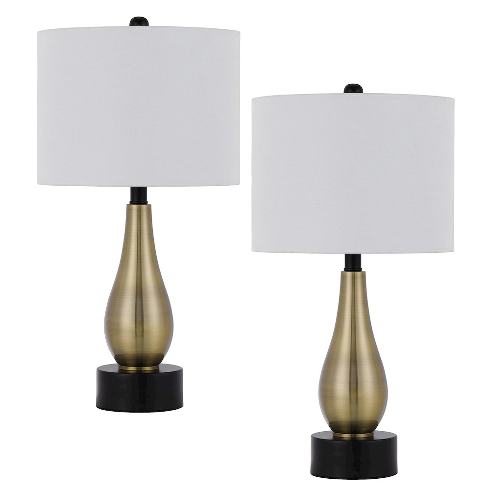 100W Ashland Metal Table Lamp With Hardback Drum Fabric Shade (Sold As Pairs) - Cal Lighting