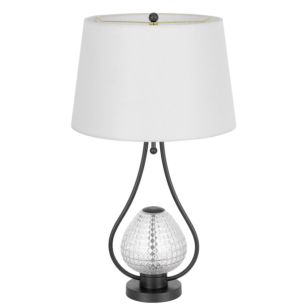 Forssa 100W 3 Way Table Lamp With 2W Led Night Light In Glass And Metal Base. - Cal Lighting