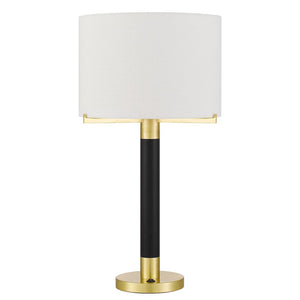Goldston 100W Metal Table Lamp With Drum Hardback Fabric Shade - Cal Lighting