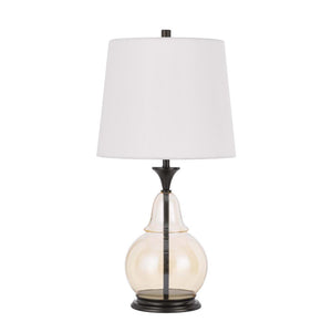 150W 3 Way Kittery Glass Table Lamp With Hardback Fabric Shade - Cal Lighting