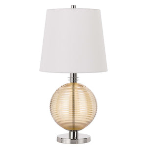 150W 3 Way Salisbury Glass Table Lamp With Hardback Fabric Shade - Cal Lighting