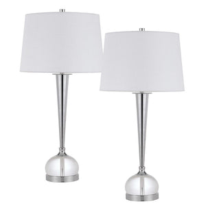 150W 3 way Wellesley crystal table lamp with hardback fabric shade. Priced and sold as pairs - Cal Lighting