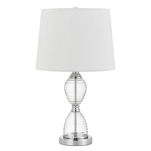 Eden Glass Table Lamp With Taper Drum Hardback Shade - Cal Lighting