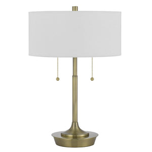 Kendal Metal Table Lamp With Pull Chain Switch, Drum Fabric Shade - Cal Lighting