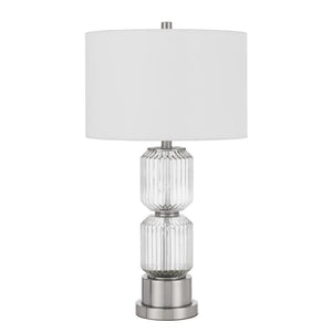 Bresso Fluted Glass Table Lamp With Hardback Drum Shade - Cal Lighting