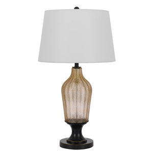 150W 3 Way Fluted Column Glass Table Lamp With Metal Base - Cal Lighting