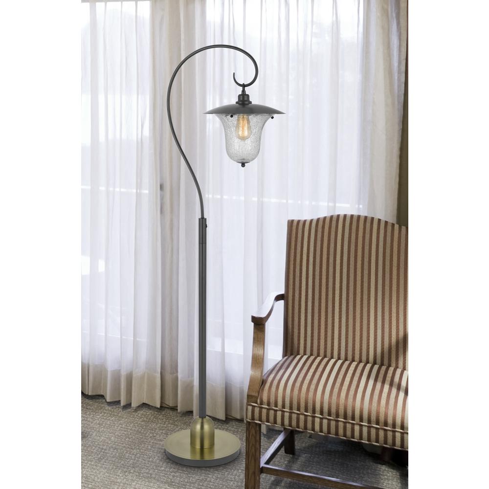 60W Walcott Downbridge Lantern Metal Floor Lamp With Bubbled Glass Shade - Cal Lighting