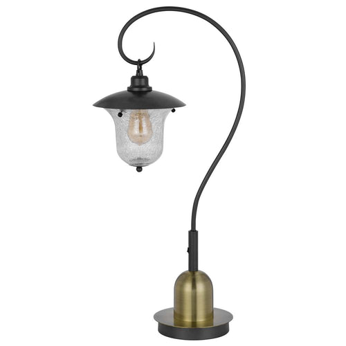60W Walcott Downbridge Lantern Metal Table Lamp With Bubbled Glass Shade - Cal Lighting
