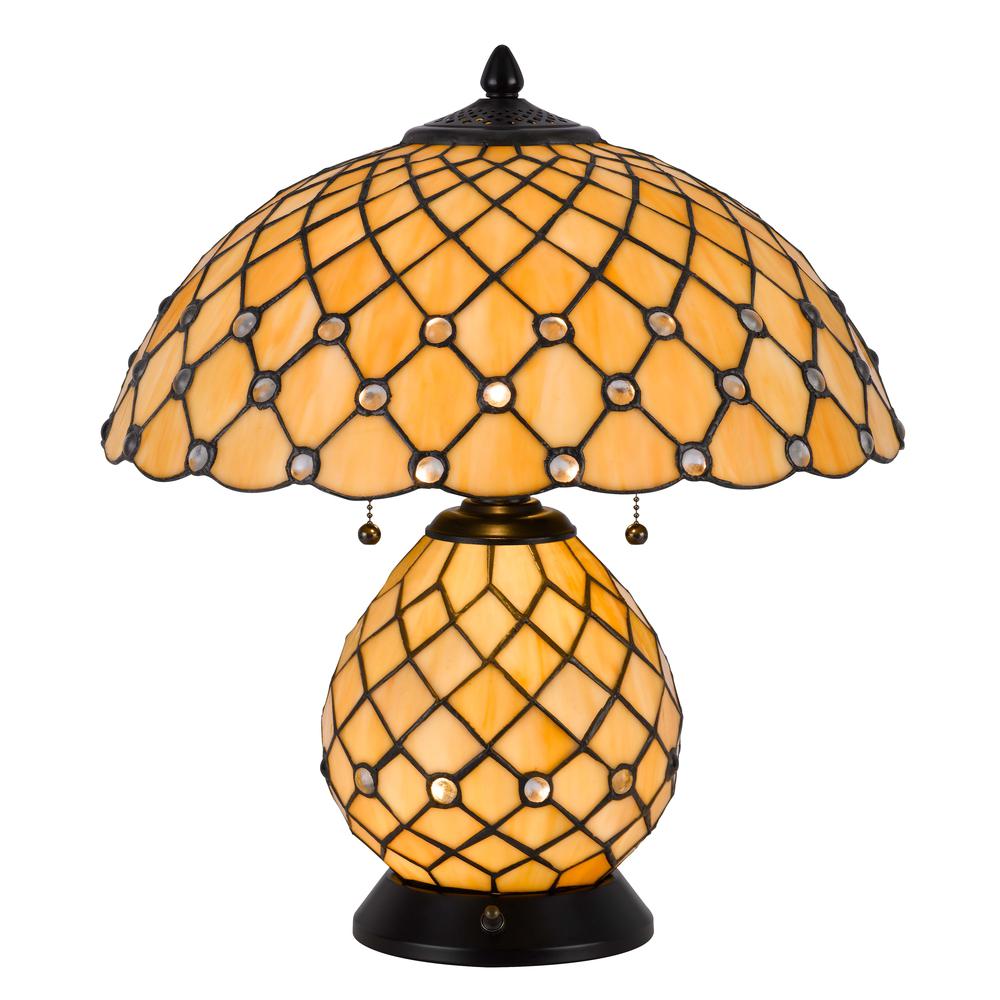 60W X 2 Valetta Tiffany Table Lamp With 2W Integrated Led Night Light - Cal Lighting