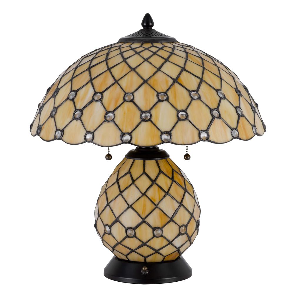 60W X 2 Valetta Tiffany Table Lamp With 2W Integrated Led Night Light - Cal Lighting