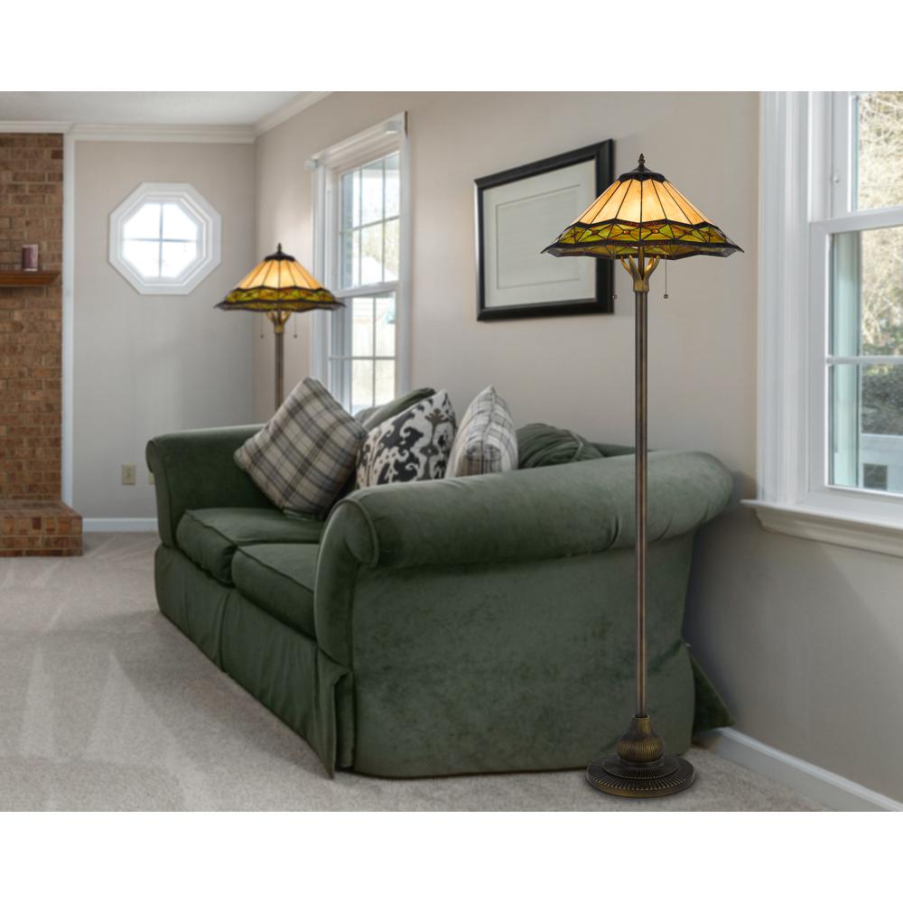 60W X 2 Armscroft Tiffany Floor Lamp - Cal Lighting