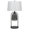 100W 3 way Midtown metal table lamp with glass shade and a 5W led Night light - Cal Lighting