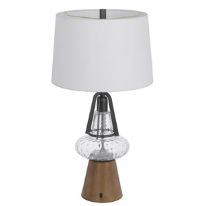 100W led Marietta metal/glass table lamp with 2W led night light - Cal Lighting