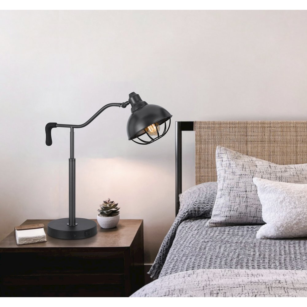 60W Taloga metal desk lamp with adjustable caged shade (Bulb not included) - Cal Lighting