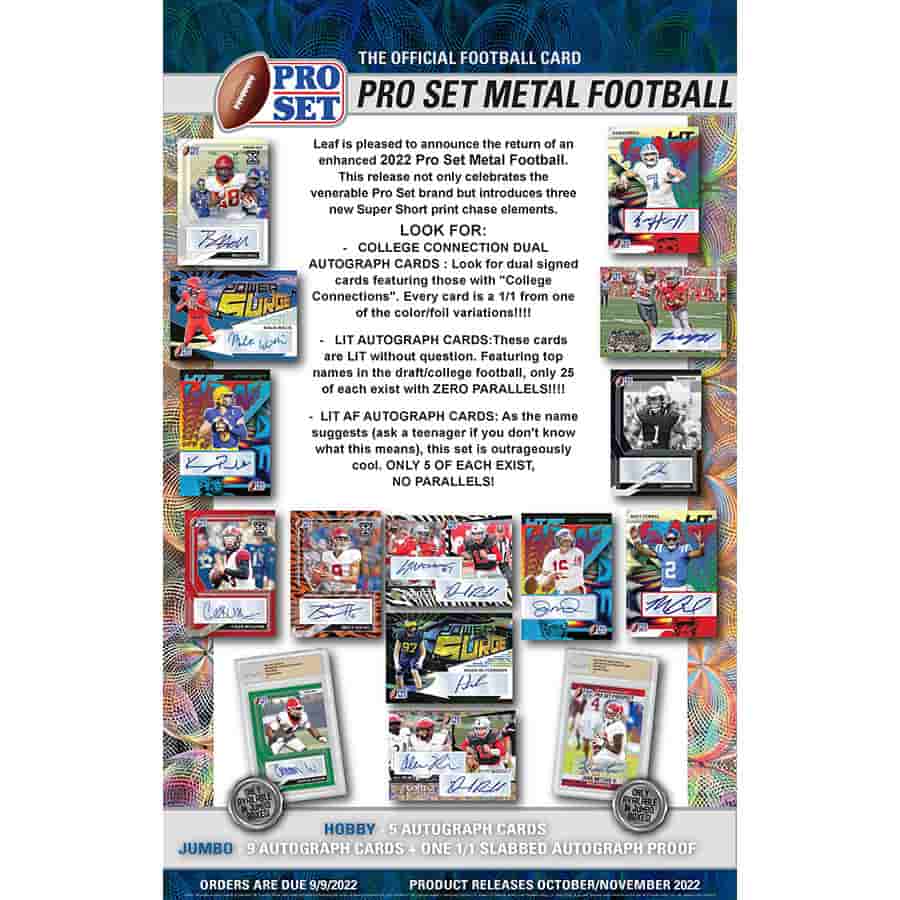 Leaf Trading Cards -  Pro Set - 2022 Leaf Pro Set Metal Football Jumbo