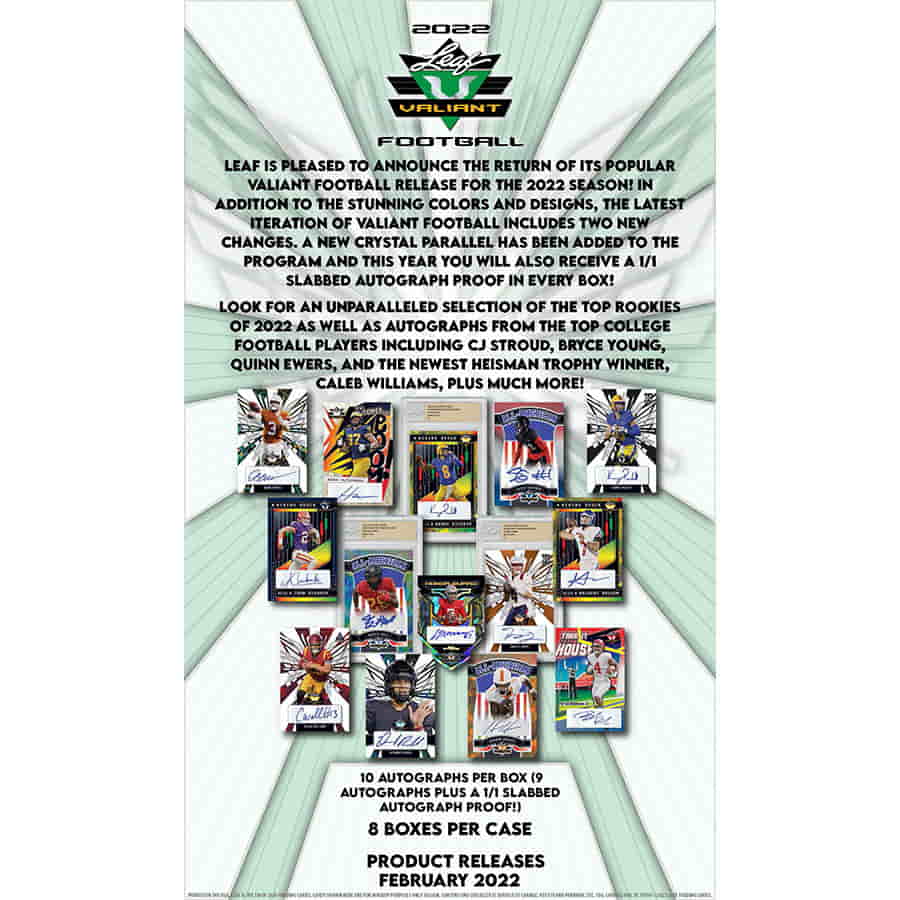 Leaf Trading Cards -  Valiant - 2022 Leaf Valiant Football Hobby