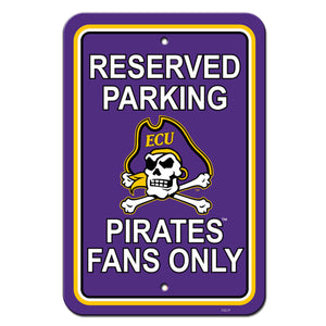 East Carolina Pirates Sign 12x18 Plastic Reserved Parking Style CO -