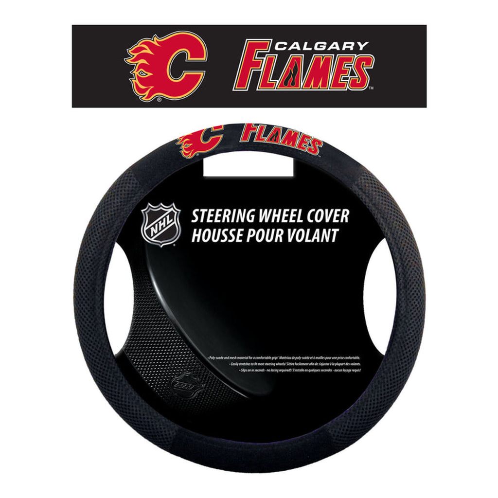 Calgary Flames Steering Wheel Cover Mesh Style CO - Fremont Die