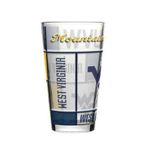 West Virginia Mountaineers Pint Glass 16oz Quilted Stained Boxed - Logo Brands