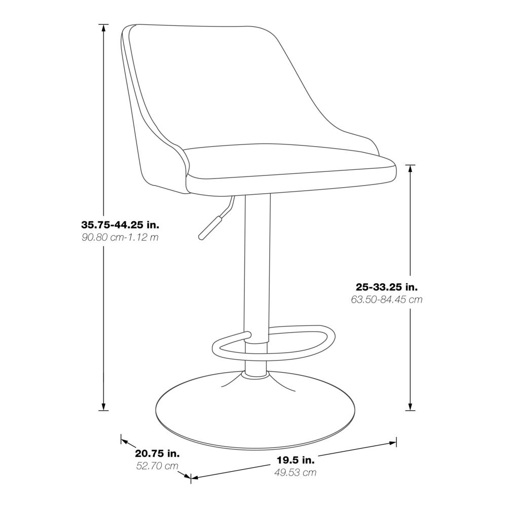 Sylmar Height Adjustable Stool in Charcoal Faux Leather - OSP Home Furnishings